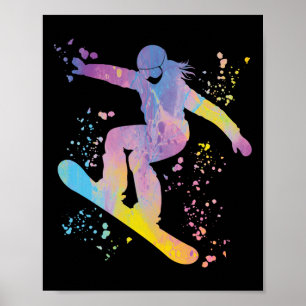 Snowboarder Colorful Snowboard Snowboarden &# Poster