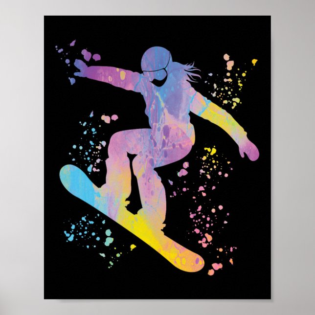 Snowboarder Colorful Snowboard Snowboarden &# Poster (Vorne)