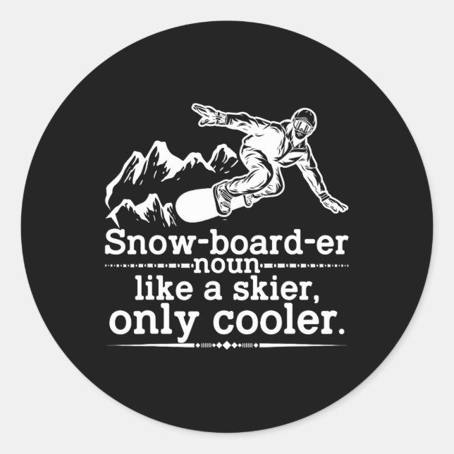 Snowboarder Definition Funny Snowboarding Winter S Runder Aufkleber (Vorderseite)
