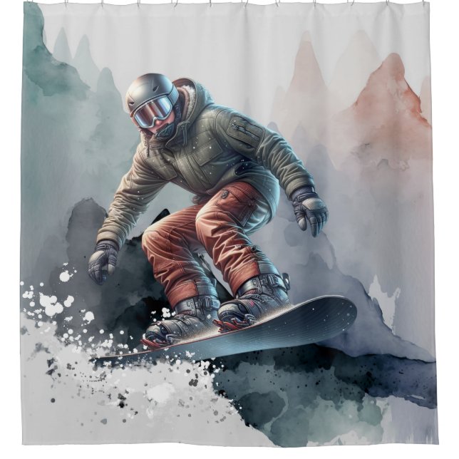 Snowboarder Duschvorhang (Vorderseite)