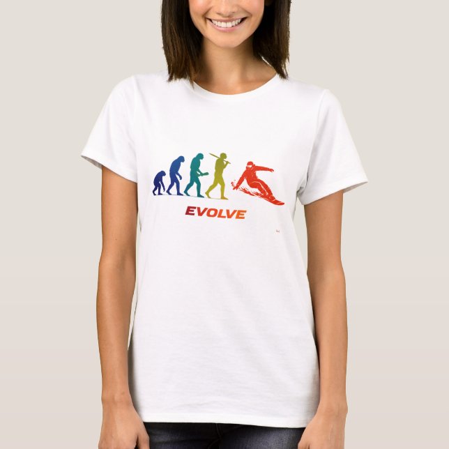 Snowboarder-Evolutions-Silhouette-Carving-Design T-Shirt (Vorderseite)