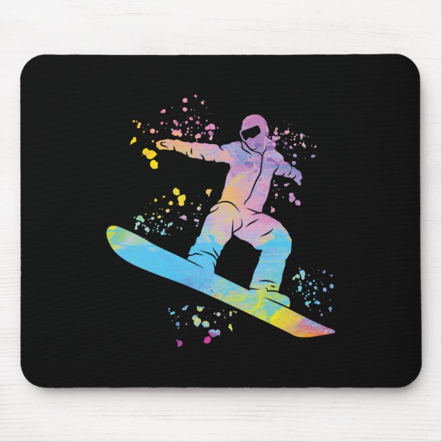 Snowboarder farbenfrohe Snowboard Snowboarden 4 Mousepad (Vorne)