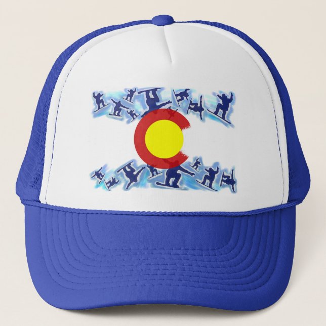 Snowboarder-Flaggenhut Colorados stolzer Truckerkappe (Vorderseite)