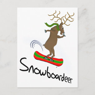 Snowboarder Funny Snowboarder Rentier Postkarte