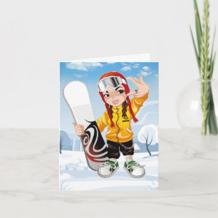 Snowboarder gefaltete Grußkarte Karte