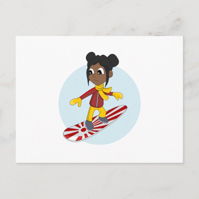 Snowboarder Girl Cartoon Postkarte (Vorderseite)