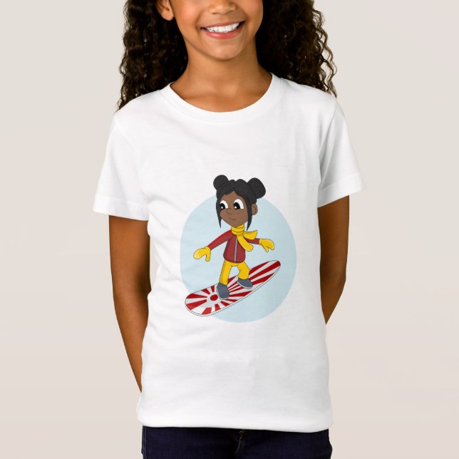 Snowboarder Girl Cartoon T - Shirt (Vorderseite)