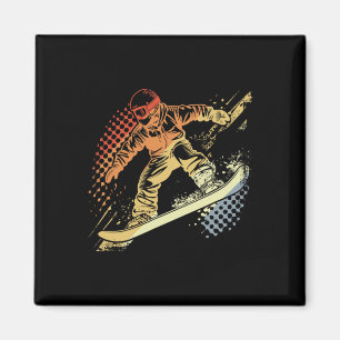 Snowboarder Grafik Retro Style Alpenversand Magnet
