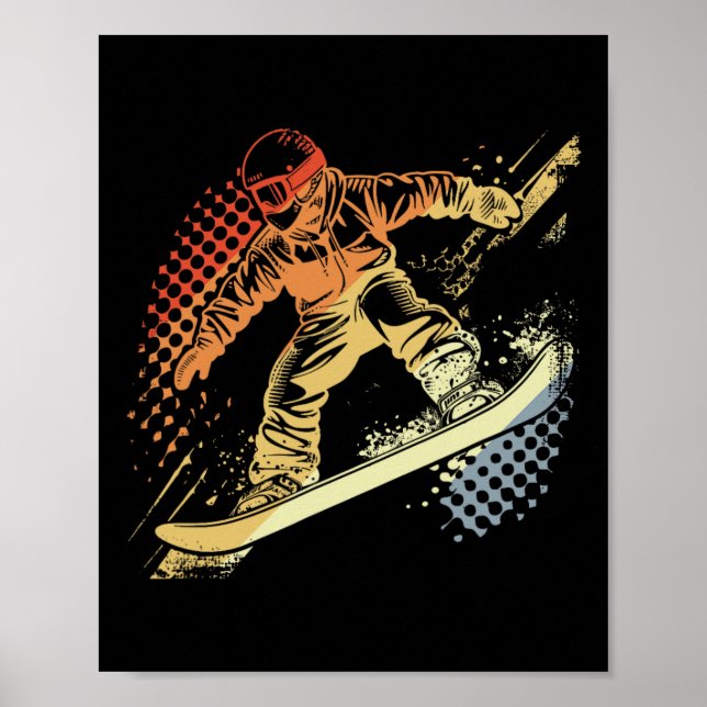 Snowboarder Grafik Retro Style Alpenversand Poster (Vorne)