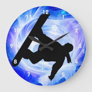 Snowboarder Große Wanduhr