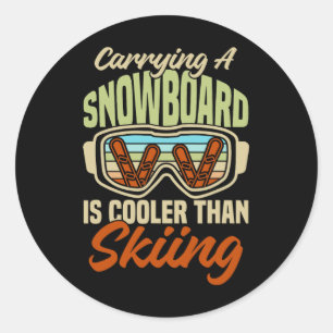 Snowboarder Helmet Gear Ski Slope Snowbo Runder Aufkleber