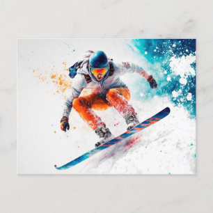 Snowboarder Illustration Postkarte