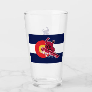 Snowboarder im Colorado-Flag Glas