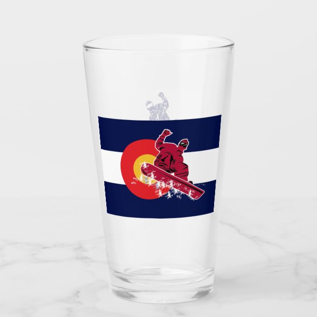Snowboarder im Colorado-Flag Glas (Vorderseite)