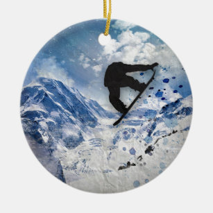Snowboarder im Flug Keramik Ornament