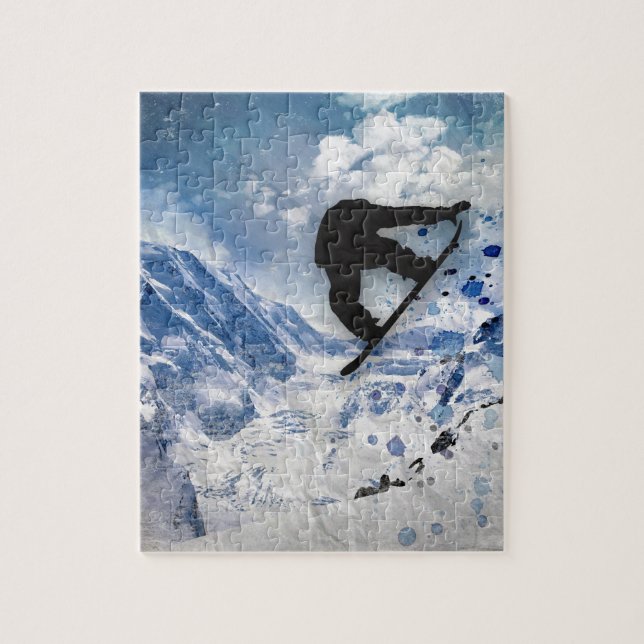 Snowboarder im Flug Puzzle (Vertikal)