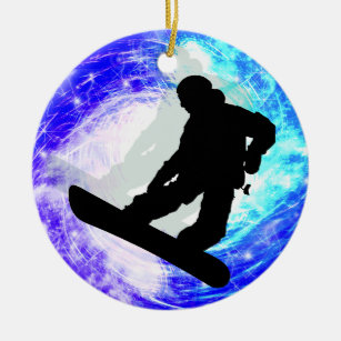 Snowboarder im Whiteout Keramikornament