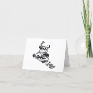 Snowboarder in Camouflage Grey Dankeskarte
