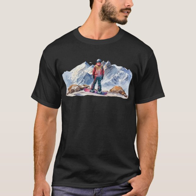 Snowboarder in den Bergen T-Shirt (Vorderseite)