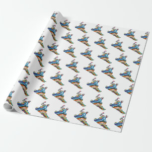 Snowboarder in Psychedelic Cheetah Pattern Geschenkpapier