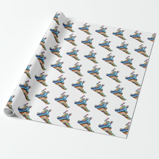 Snowboarder in Psychedelic Cheetah Pattern Geschenkpapier (Ungerollt)