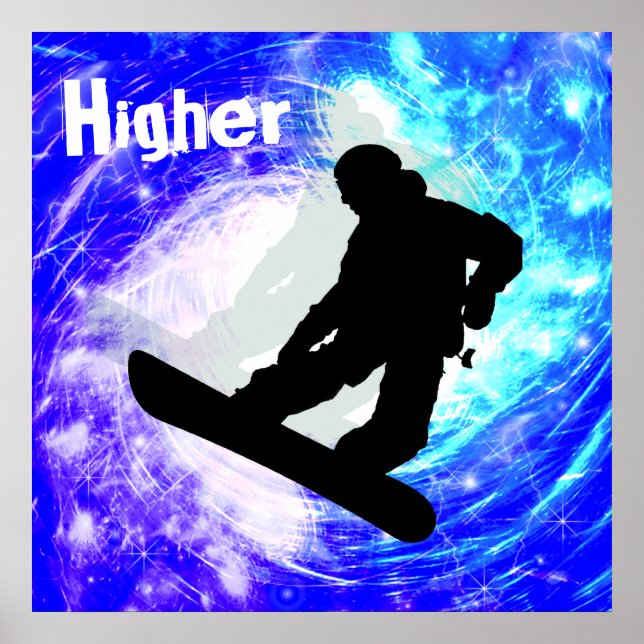 Snowboarder in Whiteout Poster (Vorne)