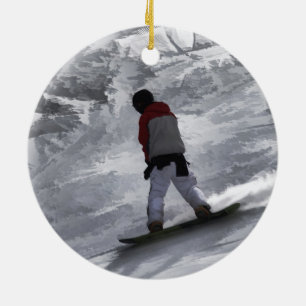 Snowboarder "Just cruisin" Wintersportgeschenk Keramikornament