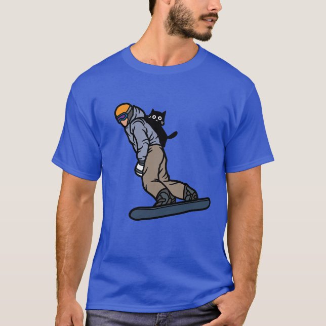 Snowboarder mit Cat Balancing Act T-Shirt (Vorderseite)