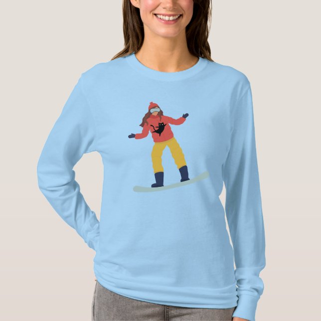 Snowboarder mit einer Katzenjacke T-Shirt (Vorderseite)
