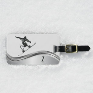 Snowboarder Monogram Silver Snowboard Gepäckanhänger