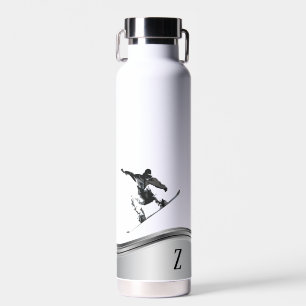 Snowboarder Monogram Silver Snowboard Trinkflasche