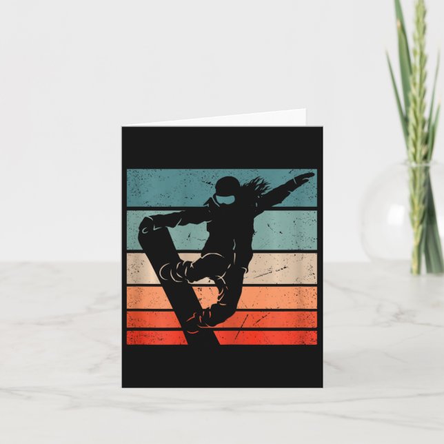 Snowboarder Mountain Skipiste Retro Snowboarden Karte (Vorderseite)