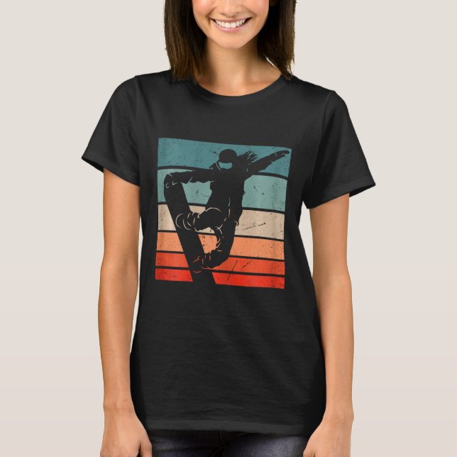 Snowboarder Mountain Skipiste Retro Snowboarden T-Shirt (Vorderseite)
