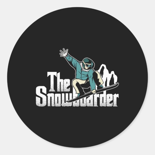 Snowboarder Mountains Winter Extreme Sports Snowbo Runder Aufkleber (Vorderseite)