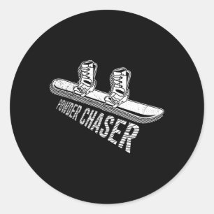 Snowboarder Powder Chaser Funny Snowboarder Kind Runder Aufkleber