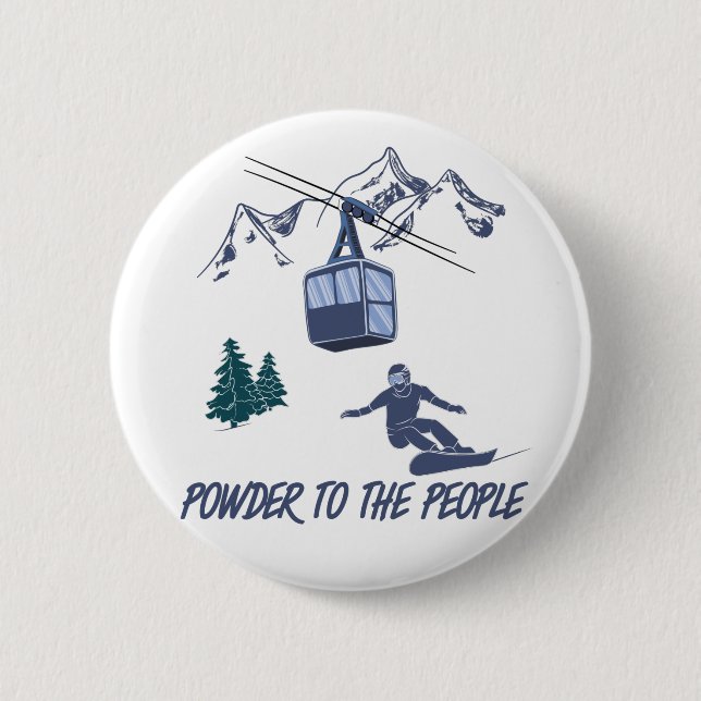 Snowboarder Power zum People Ski Resort Button (Vorderseite)