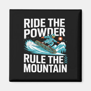 Snowboarder reiten die Pulverregie Der Bergschnee Magnet