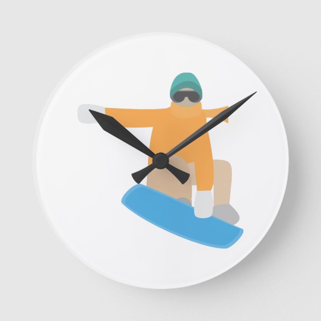 Snowboarder Runde Wanduhr (Vorderseite)