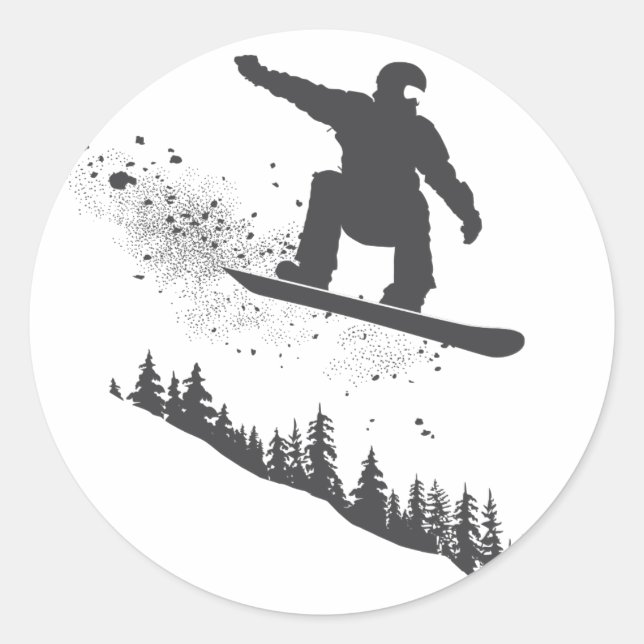 Snowboarder Runder Aufkleber (Vorderseite)