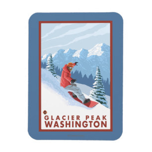 Snowboarder Scene - Glacier Peak, Washington Magnet