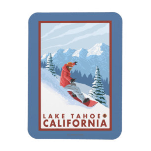 Snowboarder Scene - Lake Tahoe, Kalifornien Magnet