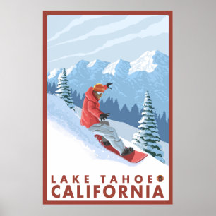Snowboarder Scene - Lake Tahoe, Kalifornien Poster