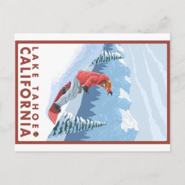 Snowboarder Scene - Lake Tahoe, Kalifornien Postkarte