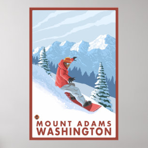 Snowboarder Scene - Mount Adams, Washington Poster