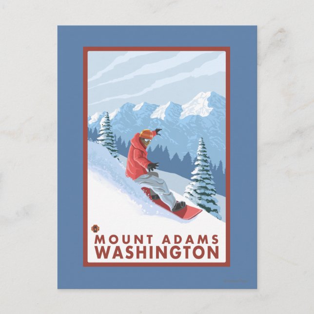 Snowboarder Scene - Mount Adams, Washington Postkarte (Vorderseite)