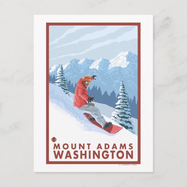 Snowboarder Scene - Mount Adams, Washington Postkarte (Vorderseite)