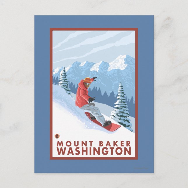 Snowboarder Scene - Mount Baker, Washington Postkarte (Vorderseite)