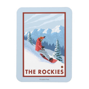 Snowboarder Scene - The Rockies Magnet