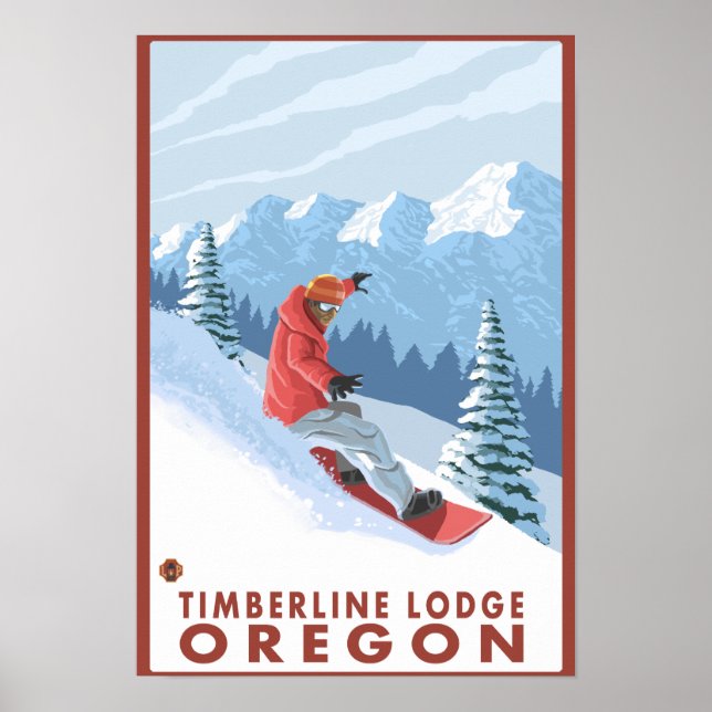 Snowboarder Scene - Timberline Lodge, Oregon Poster (Vorne)