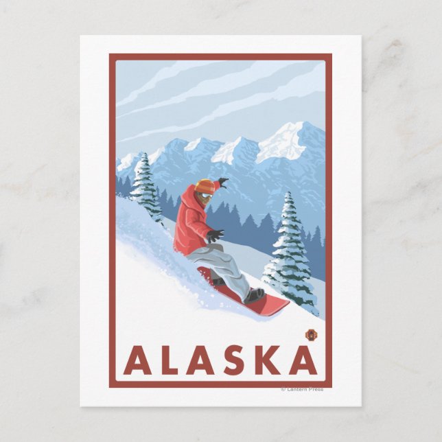 Snowboarder Scene - Vintage Travel Poster 2 Postkarte (Vorderseite)